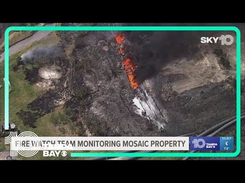 Fire watch team monitoring Mosaic fertilizer plant following brush fire