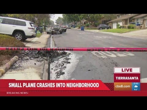 Multiple vehicles catch fire after plane crashes into San Diego neighborhood