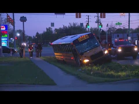 IPS school bus drives off road into ditch with student on board