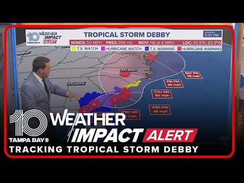 Tropical Storm Debby approaches the Florida-Georgia border