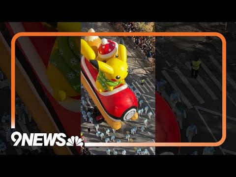 Pikachu balloon travels through Manhattan during 2023 Macy’s Thanksgiving Day Parade