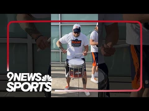 Denver Broncos' Stampede drum line performs at 2024 new jersey celebration