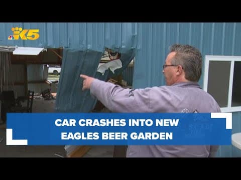 Car crashes through new Orting Eagles beer garden