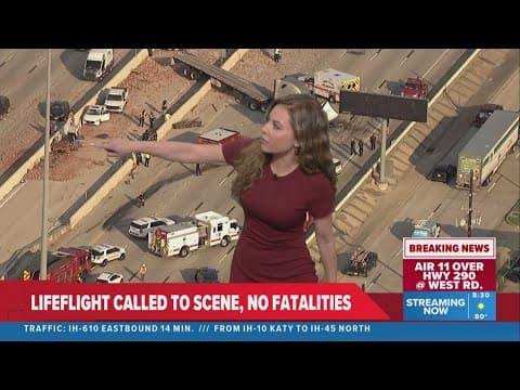 Highway 290 crash shuts down lanes near West Rd; Life Flight called