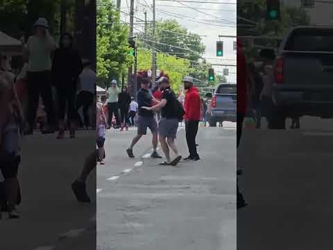 Truck drives through Portland Grand Floral parade route