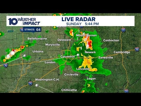 Showers, storms moving through central Ohio