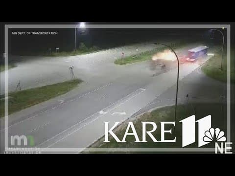 Car collides with semi in fiery crash; amazingly, no life-threatening injuries