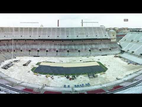 Timelapse as crews prepare Ohio Stadium for Blue Jackets-Red Wings game