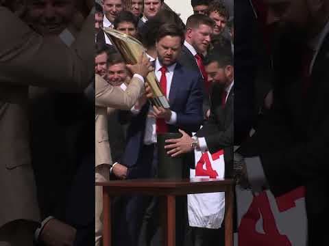 WATCH: Trophy fumble during Ohio State’s White House visit