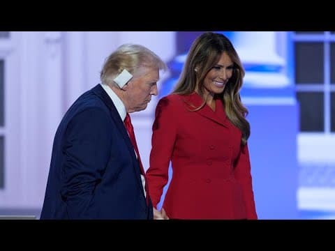 Former President Donald Trump thanks Melania during RNC speech