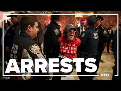 Protesters flood Trump Tower's lobby to demand the Columbia University activist's release