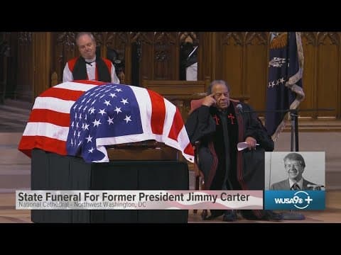The Rev. Andrew Young delivers the homily at state funeral for Jimmy Carter