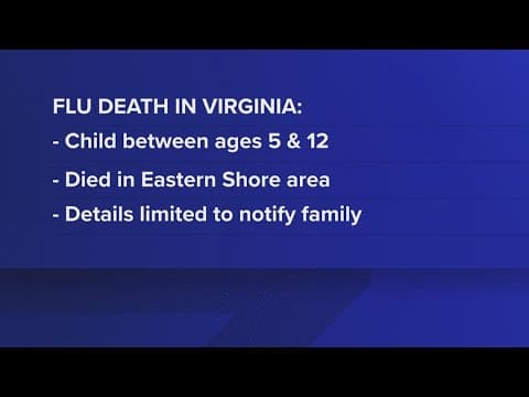 First child flu death reported this season in Virginia