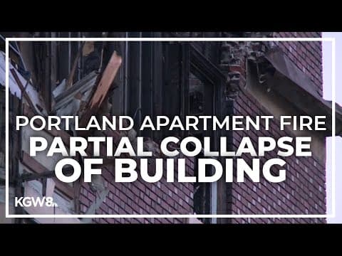 Downtown Portland apartment building gutted by fire sees partial collapse