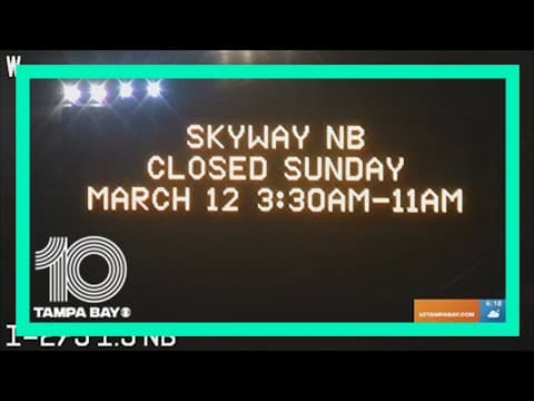 Northbound Sunshine Skyway Bridge will be closed Sunday morning