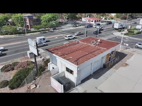 What's going on with the abandoned gas station in La Mesa?