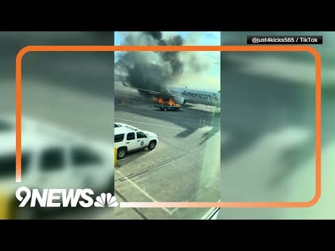 Flames Pour Out of American Airlines Plane in Fire at Denver's Airport