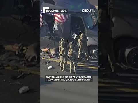 SWAT team and K-9 bring standoff on I-10 after chase with big rig to an end #shorts