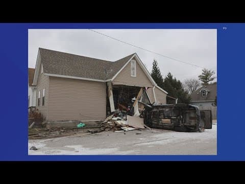 Vehicle crashes into house, takes out fire hydrant