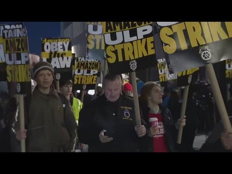 Thousands of Amazon workers go on strike during busy holiday season