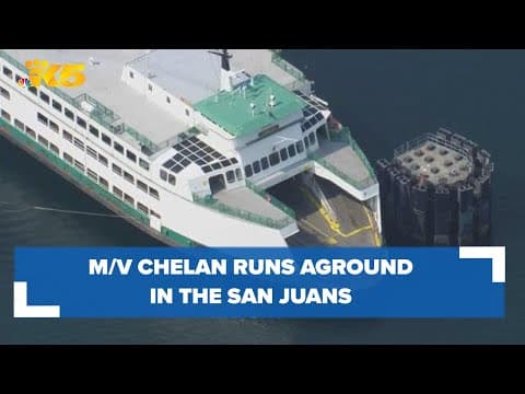 Aerials: Chelan ferry in Friday Harbor after running aground
