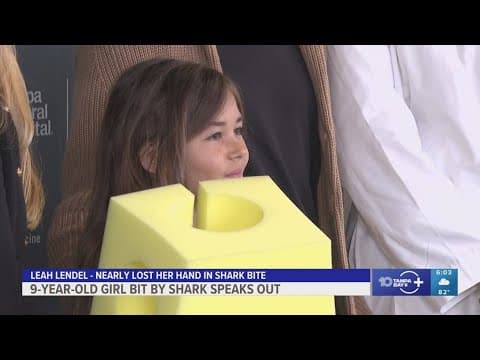 9-year-old who nearly lost her hand in shark bite speaks at TGH following release from ICU