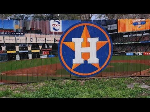 Astros' superfan gets Minute Maid mural on his backyard fence in Alvin