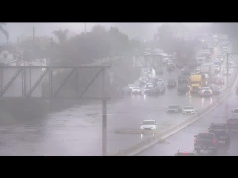 Flooding stops traffic on I-15 North off of I-5 near 32nd St.