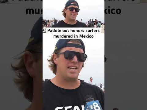 Loved ones of Callum Robinson, Jake Robinson and Carter Rhoad attended a paddle out at Dog Beach.