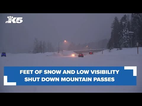 Feet of snow, low visibility force mountain passes to shut down