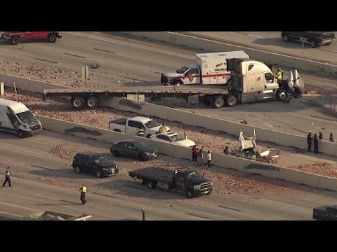 Multi-vehicle crash, including a lost load of bricks, leads to chaotic mess on Highway 290