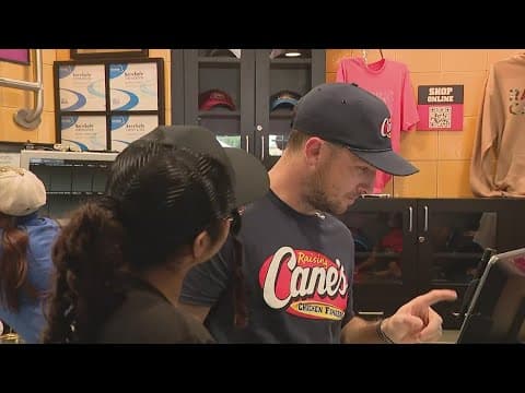 Astros' star Alex Bregman shows off 2022 World Series trophy at Raising Cane's