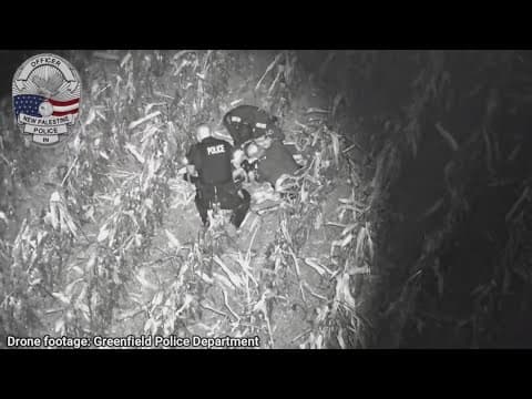 Drone video captures wanted man's arrest in Hancock County