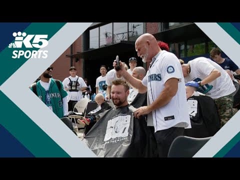 Jay Buhner cuts Cal Raleigh's hair on 30th anniversary of "Buhner Buzz Night"