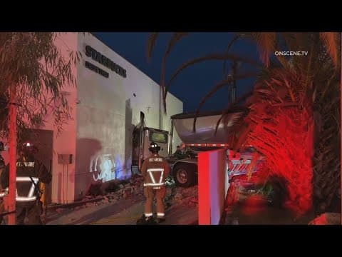 Two injured when semi-truck crashes into Starbucks in Oceanside