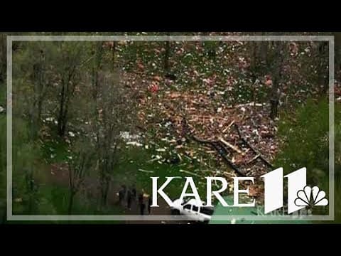 Aerial footage shows size of debris field from house explosion that killed 2
