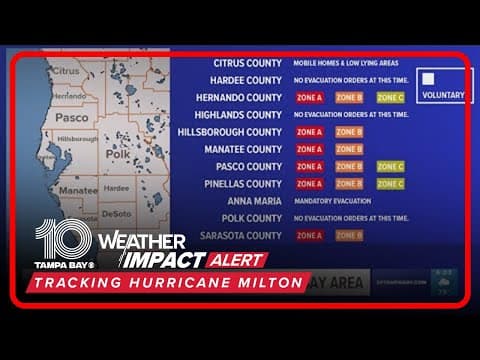 Tampa Bay-area counties under mandatory evacuation orders due to Hurricane Milton
