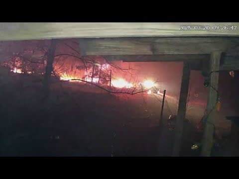 Watch: Surveillance video shows firefighting close to homes