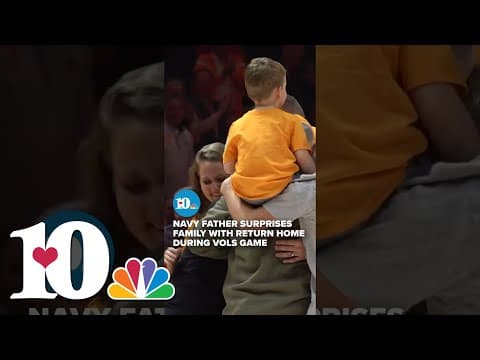 Navy father surprises family with return home during Vols basketball game #hearttouching #vols