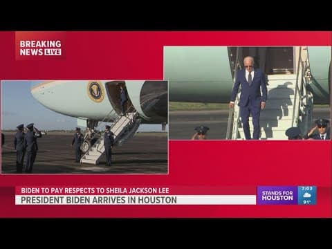 President Joe Biden arrives in Houston to pay respects to the late Rep. Sheila Jackson Lee