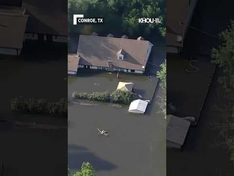 Aerials of flooding near San Jacinto River  #shorts #news #weather