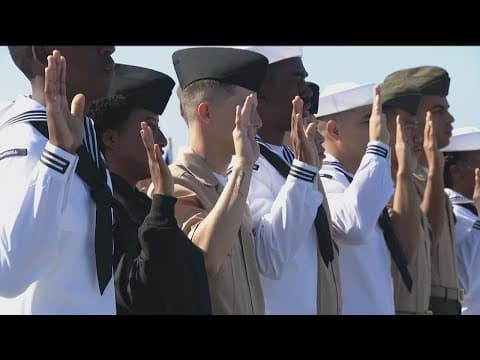 Military members sworn in as U.S. citizens at the USS Midway Museum