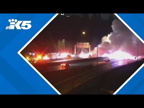 BREAKING: Burning semi shuts down all lanes of I-405 N in Renton