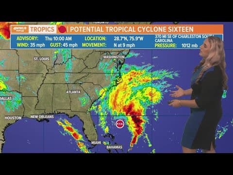 Thursday noon tropical update: Potential Tropical Cyclone 16 has developed