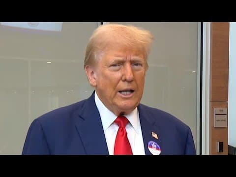 Donald Trump speaks to reporters after voting in Florida primary election