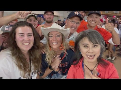 Fans celebrate an ALCS Game 4 Astros win at Globe Life Field