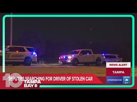 Hillsborough deputies searching for driver of stolen car that crashed into water