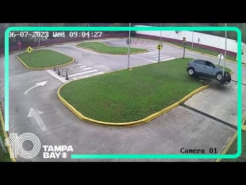 Driving test gone wrong: Woman hospitalized after crashing into lamp post