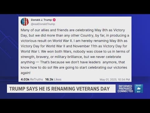 Trump says he wants to rename Veterans Day