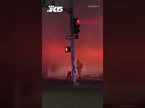 Fiery car crash inside Federal Way Jack-In-The-Box